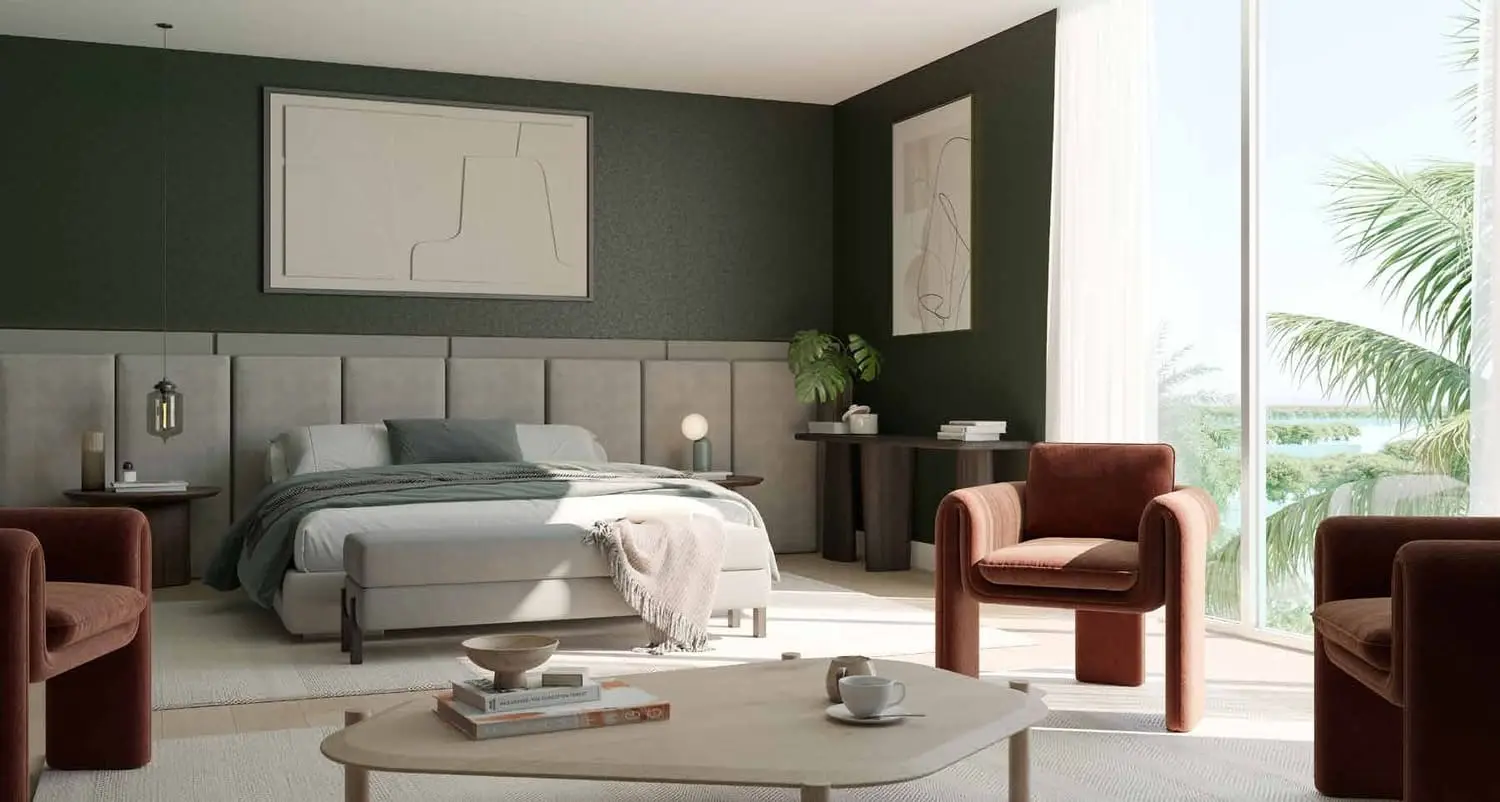 Saadiyat Lagoons villa guest bedroom with water view by Aldar on Saadiyat Island, Abu Dhabi
