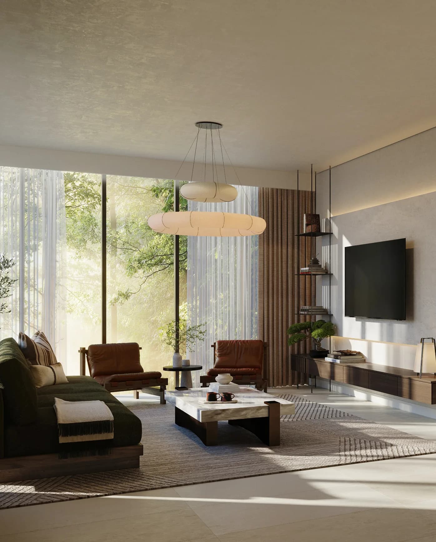 Sei Saadiyat living room interior with Kanso materials in Saadiyat Cultural District, Abu Dhabi