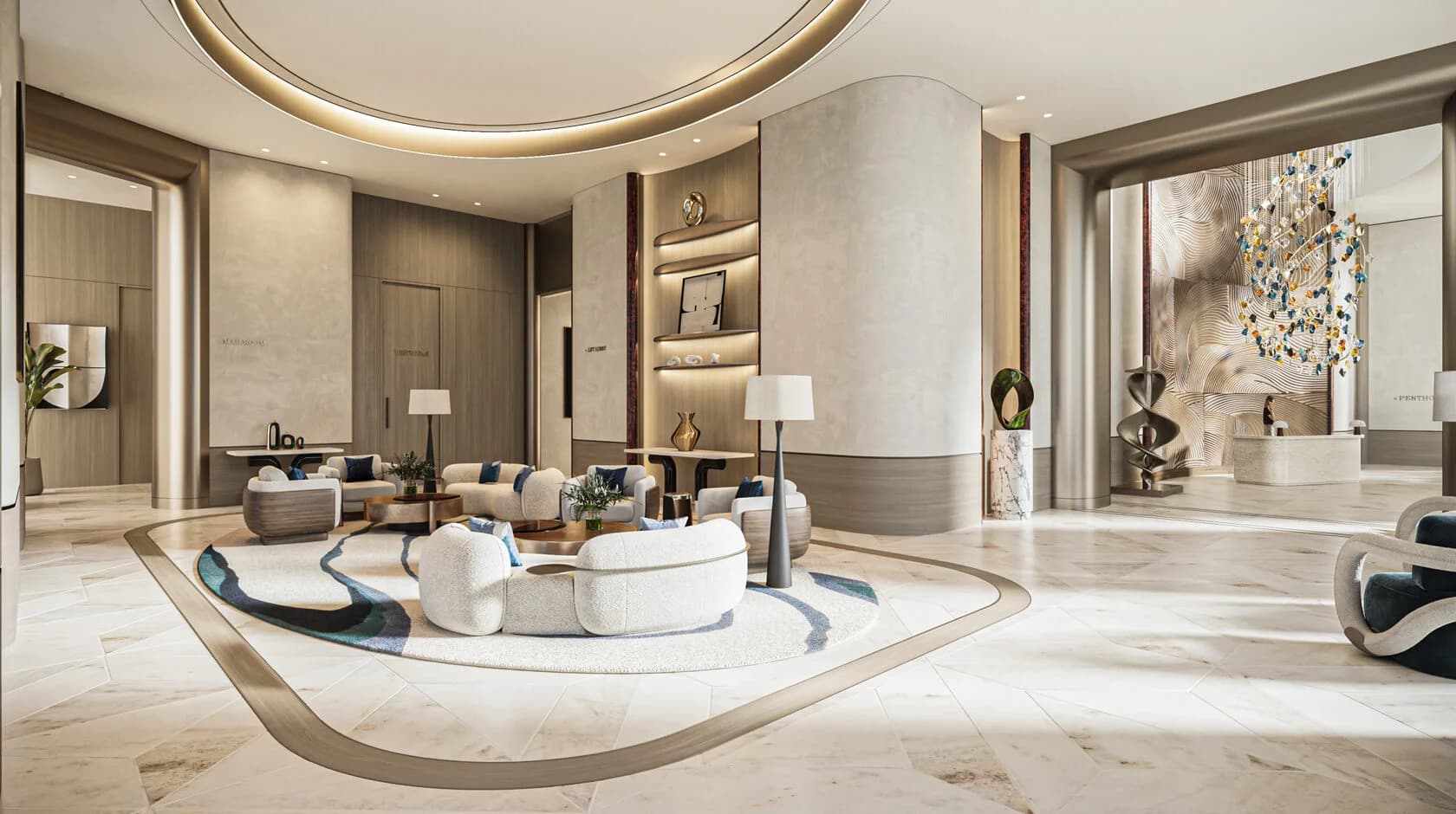 Grand lobby at St. Regis The Residences, Al Maryah Island, Abu Dhabi