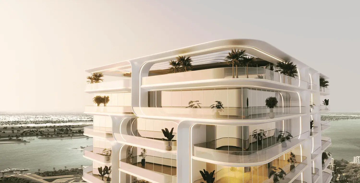 Stellar by Elie Saab waterfront residences with curved terraces overlooking Yas Island, Abu Dhabi, by Emirates Developments