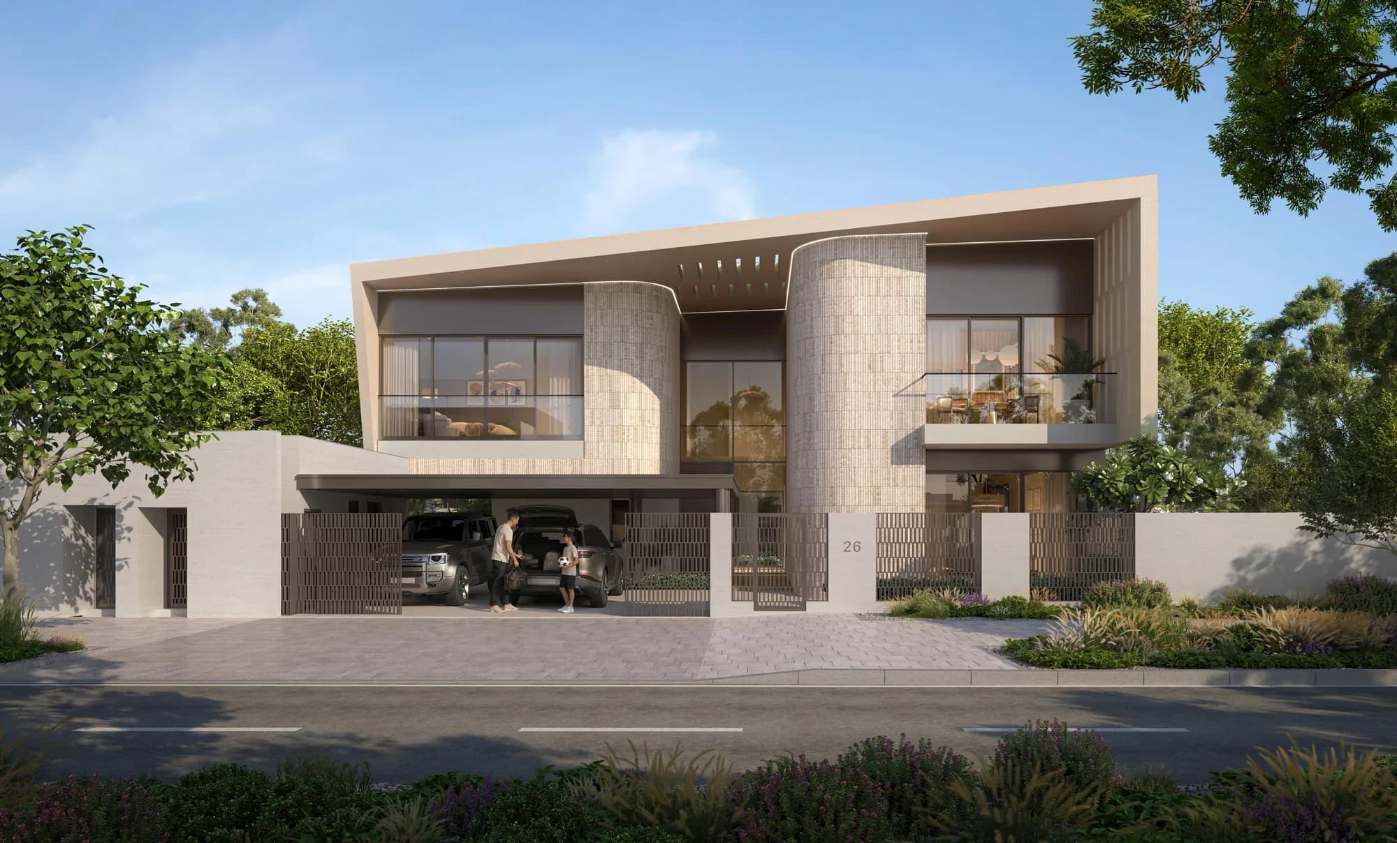 Talay villa architectural expression with a sweeping roofline at Marsa Al Saadiyat