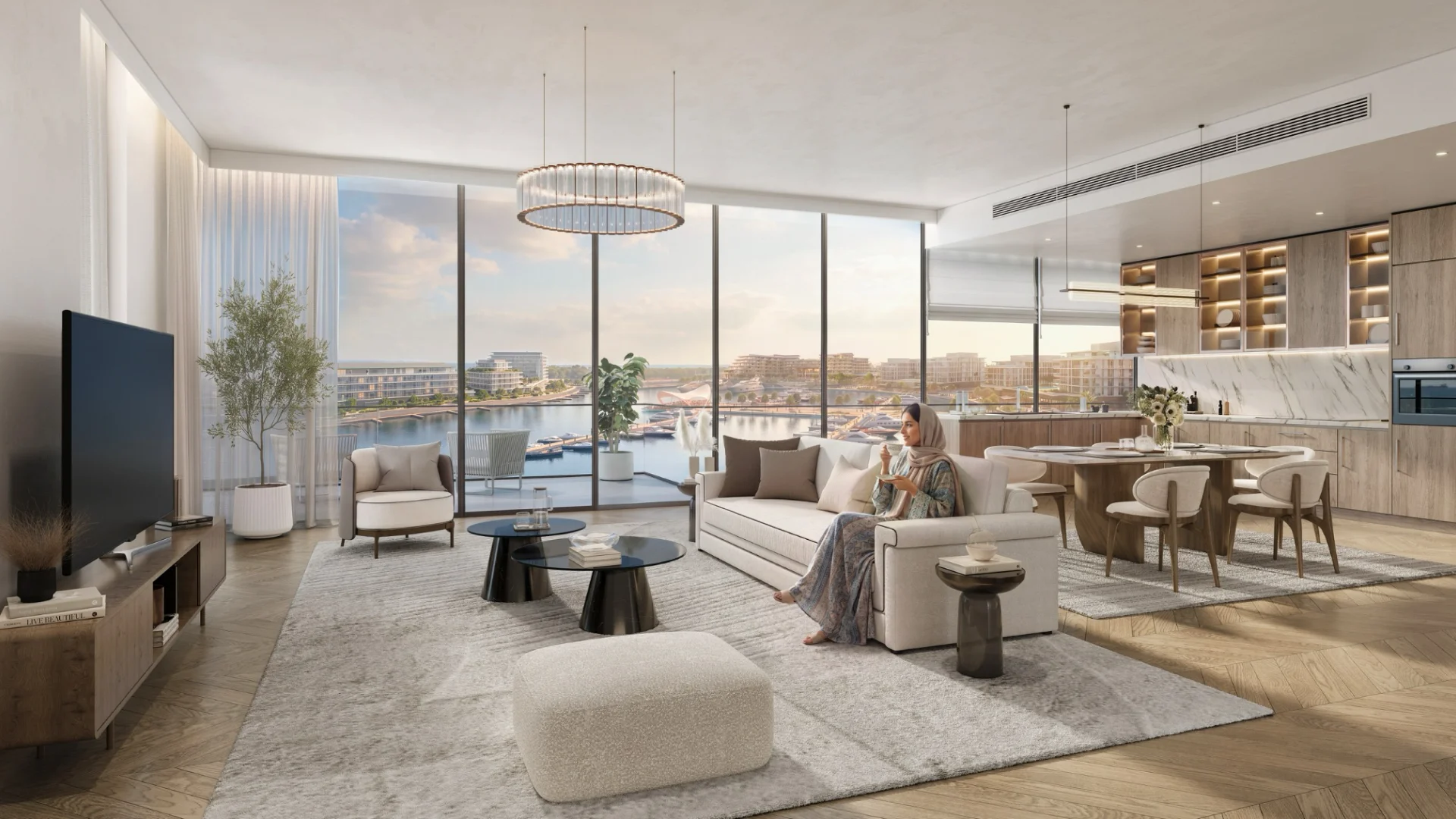 The Bristol at Ramhan Island floor plan context with a glazed residence interior on Ramhan Island, Abu Dhabi