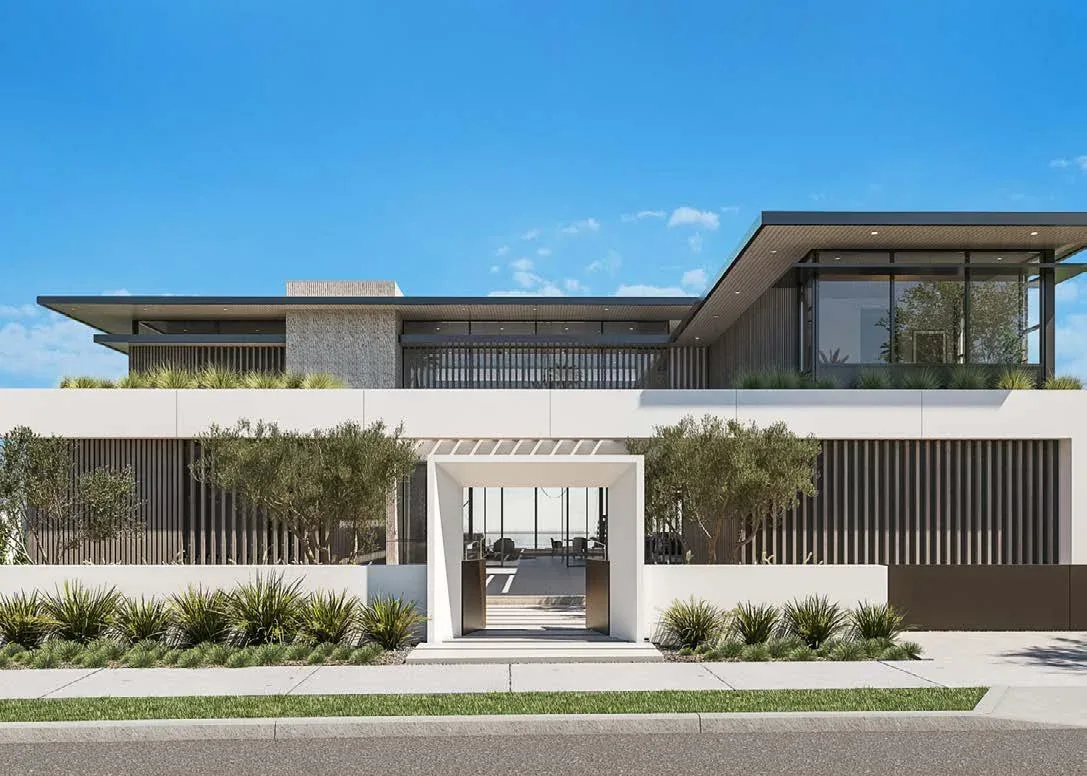 Wadeem Gardens modern villa street front with contemporary architecture by Modon on Hudayriyat Island, Abu Dhabi