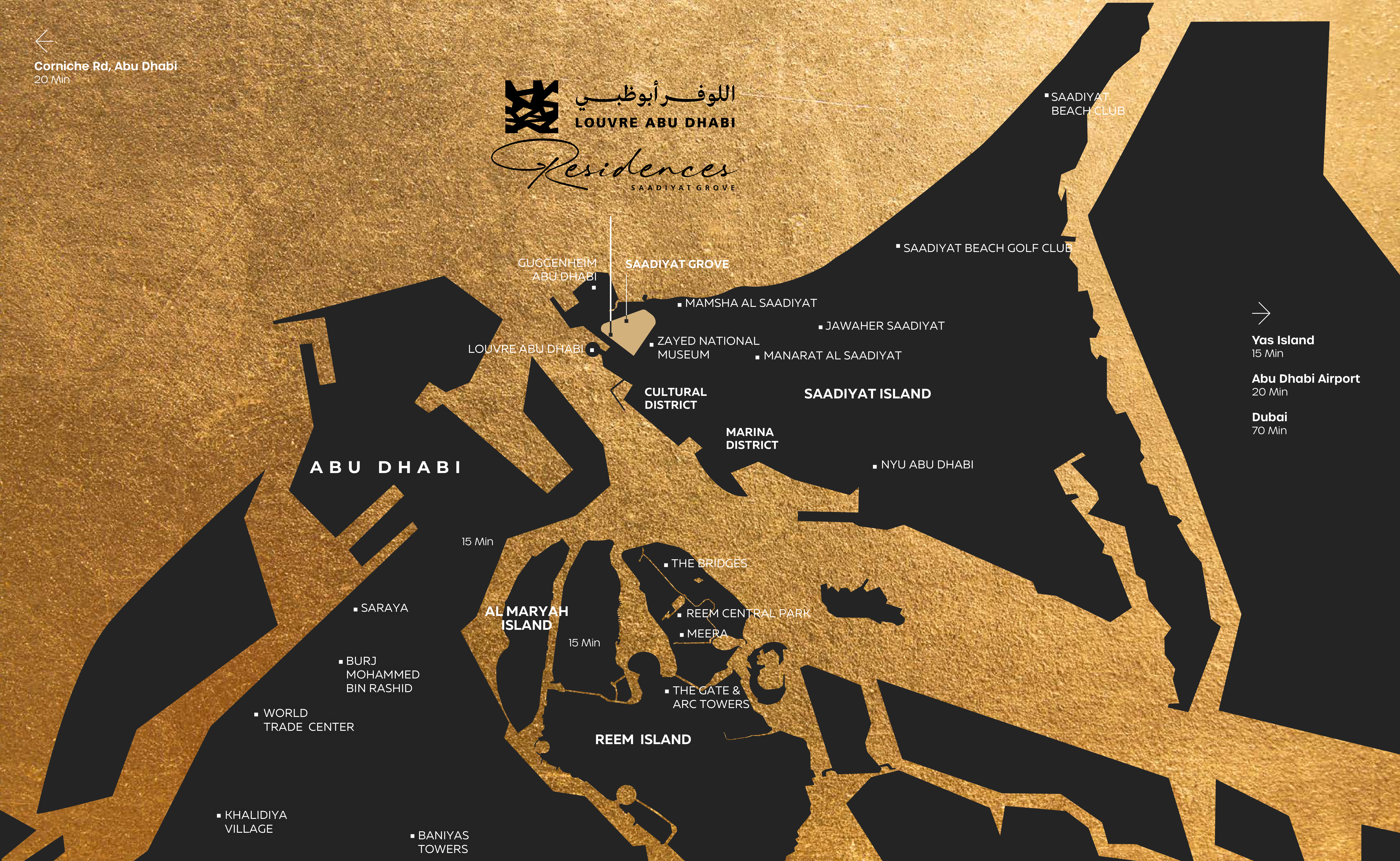 Louvre Abu Dhabi Residences location map by Aldar on Saadiyat Island, Abu Dhabi