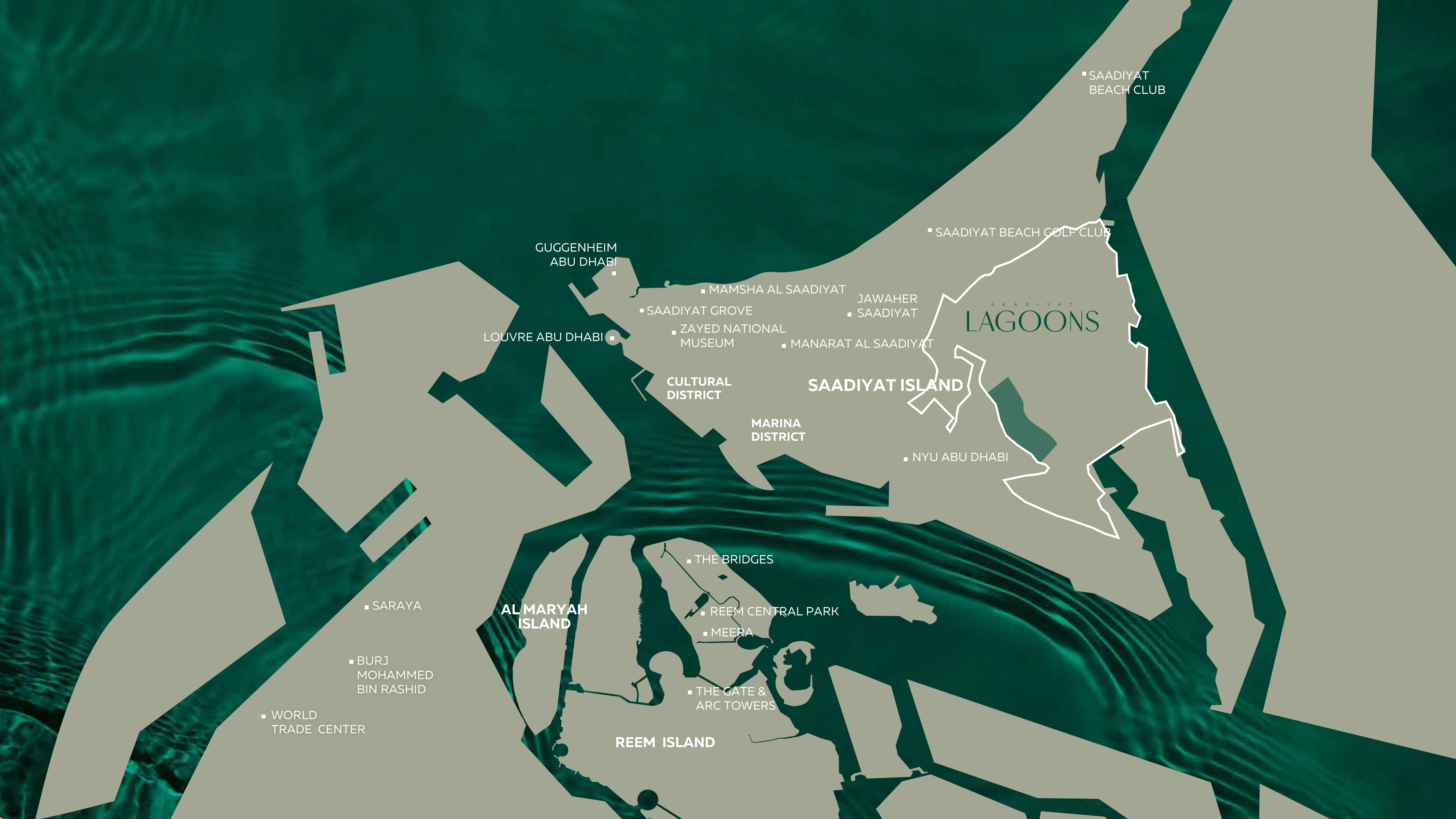 Saadiyat Lagoons location map by Aldar on Saadiyat Island, Abu Dhabi